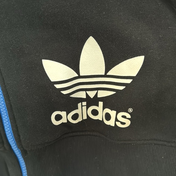 Adidas Mens Activewear Jacket Size Large Black Spellout Trefoil Logo Full Zip - Picture 6 of 7